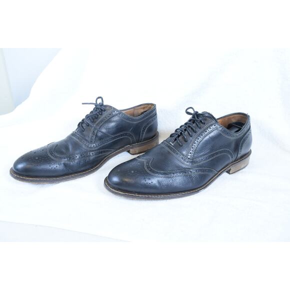 Massimo Matteo Firenze Black Wingtips Sz 10W Brogue Men's Dress Shoes #6650 - Picture 3 of 12